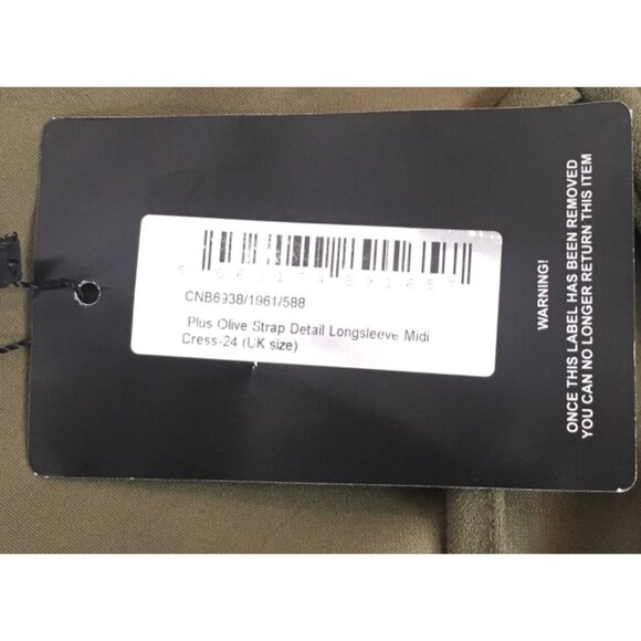 PrettyLittleThing Dress Women Size 24 Olive Green V neck Long Sleeves New w Tags - Picture 7 of 14